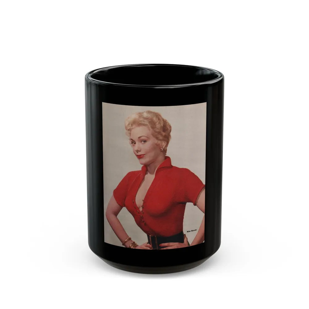 Kim Novak #393 - Photoplay Pin-Ups Magazine Issue #5 (Vintage Female Icon) Black Coffee Mug-15oz-Go Mug Yourself
