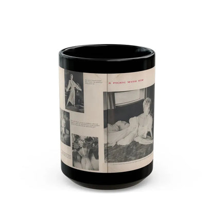 Kim Novak #394 - Pages 2 & 3 of 4 with, 4 B&W Photos & Captions from Jem Mag. Vol. 1 #01 Nov. '56 (Vintage Female Icon) Black Coffee Mug 15oz - Go Mug Yourself