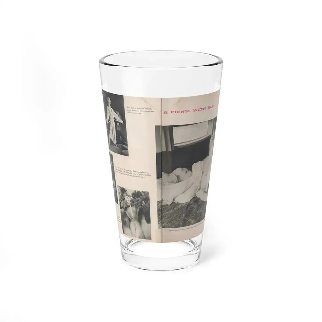 Kim Novak #394 - Pages 2 & 3 of 4 with, 4 B&W Photos & Captions from Jem Mag. Vol. 1 #01 Nov. '56 (Vintage Female Icon) Pint Glass 16oz 16oz - Go Mug Yourself