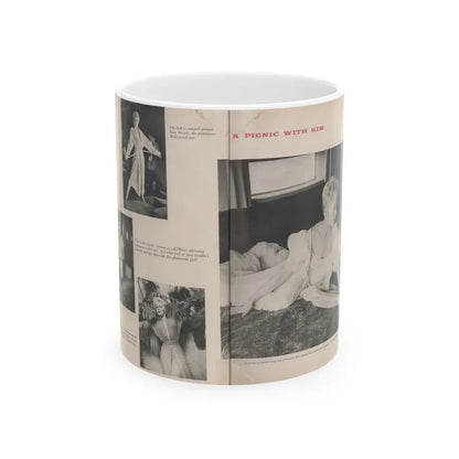 Kim Novak #394 - Pages 2 & 3 of 4 with, 4 B&W Photos & Captions from Jem Mag. Vol. 1 #01 Nov. '56 (Vintage Female Icon) White Coffee Mug 11oz - Go Mug Yourself