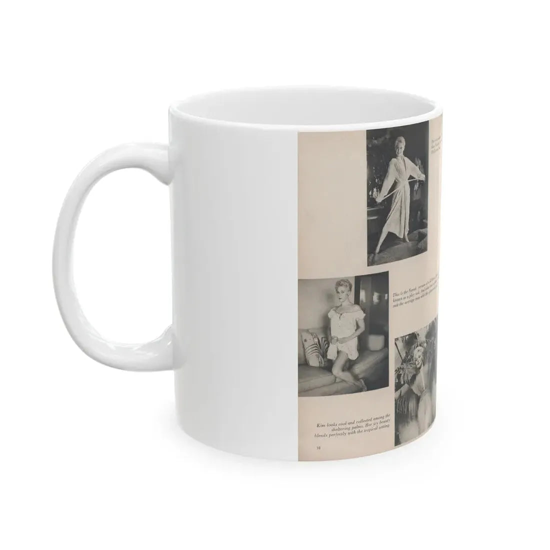 Kim Novak #394 - Pages 2 & 3 of 4 with, 4 B&W Photos & Captions from Jem Mag. Vol. 1 #01 Nov. '56 (Vintage Female Icon) White Coffee Mug - Go Mug Yourself