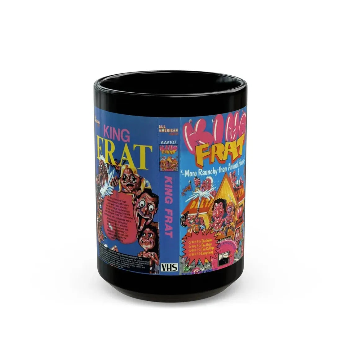 KING FRAT ALL AMERICAN VIDEO (VHS COVER) - Black Coffee Mug 15oz - Go Mug Yourself