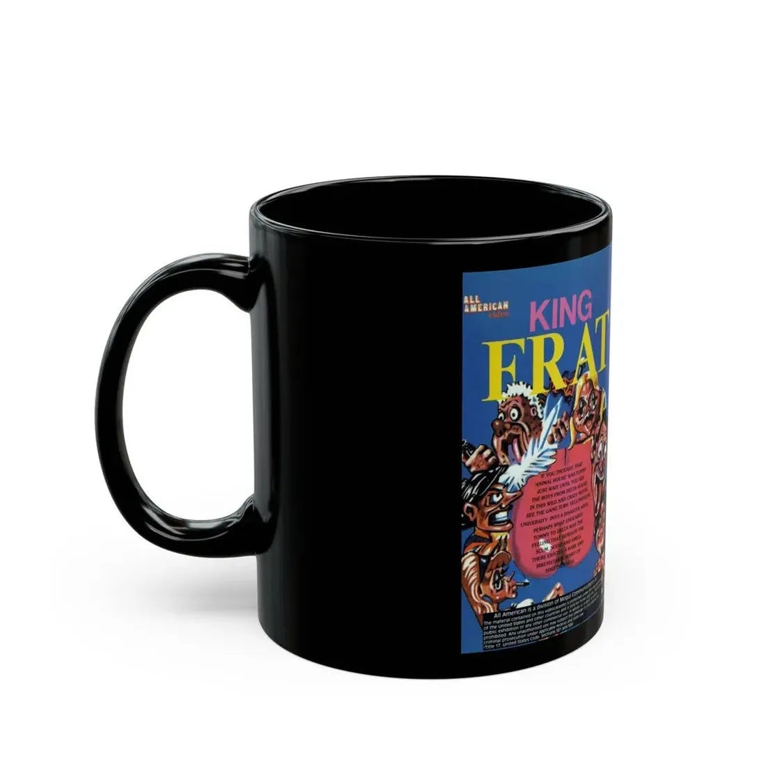 KING FRAT ALL AMERICAN VIDEO (VHS COVER) - Black Coffee Mug - Go Mug Yourself