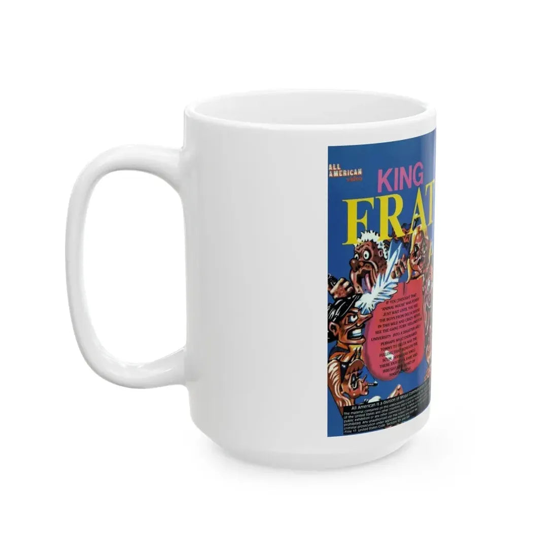 KING FRAT ALL AMERICAN VIDEO (VHS COVER) - White Coffee Mug - Go Mug Yourself