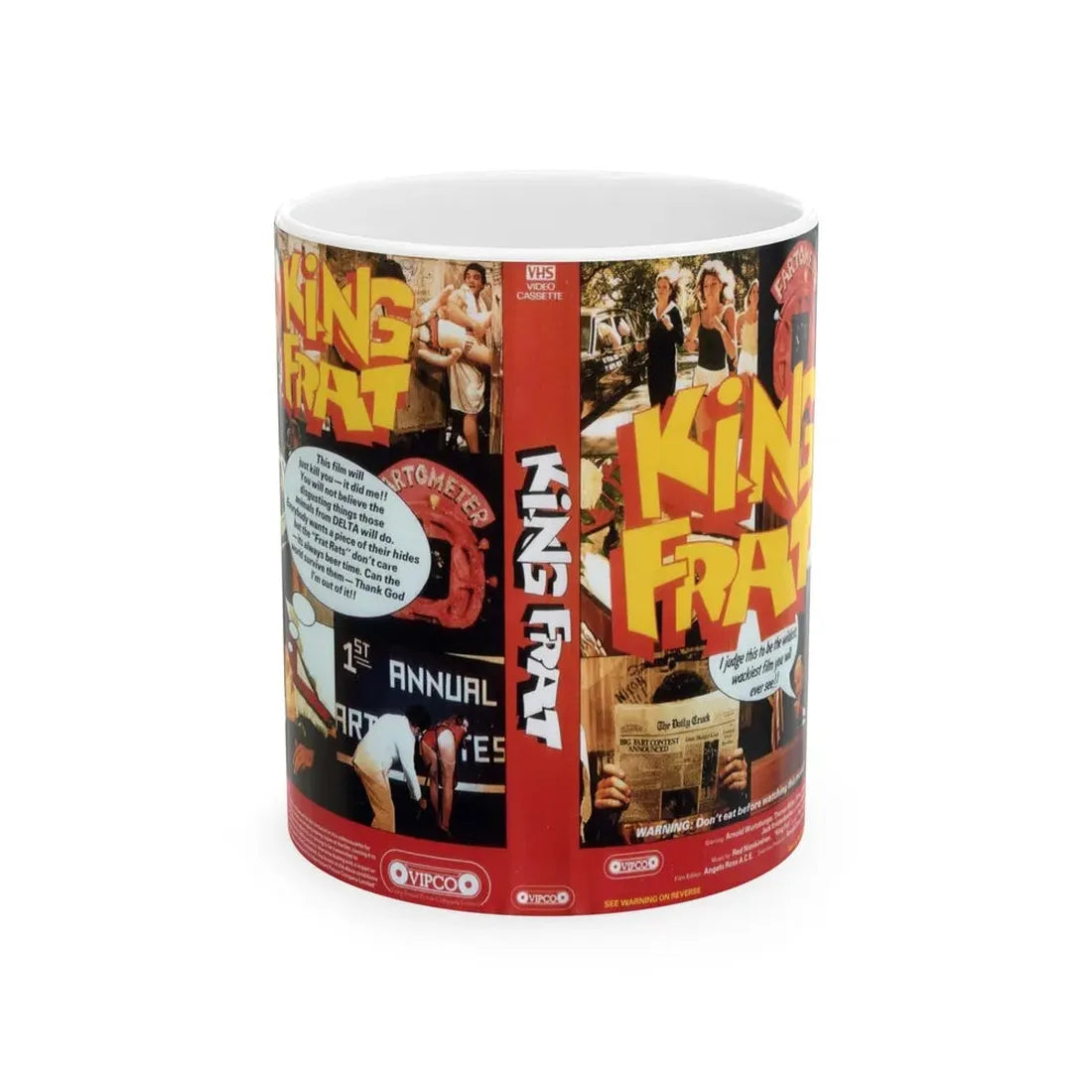 KING FRAT VIPCO ENTERTAINMENT (VHS COVER) - White Coffee Mug 11oz - Go Mug Yourself
