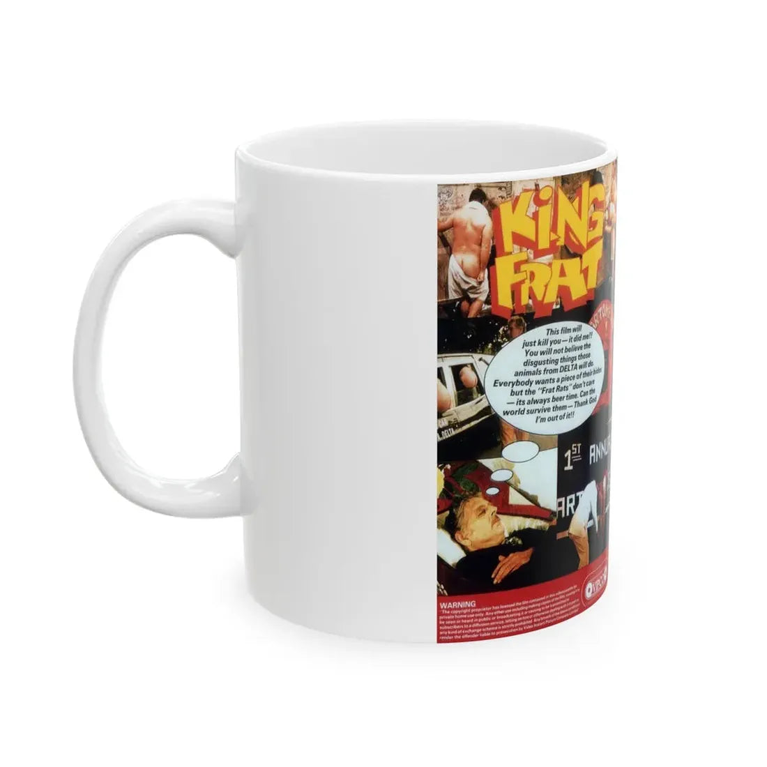 KING FRAT VIPCO ENTERTAINMENT (VHS COVER) - White Coffee Mug - Go Mug Yourself