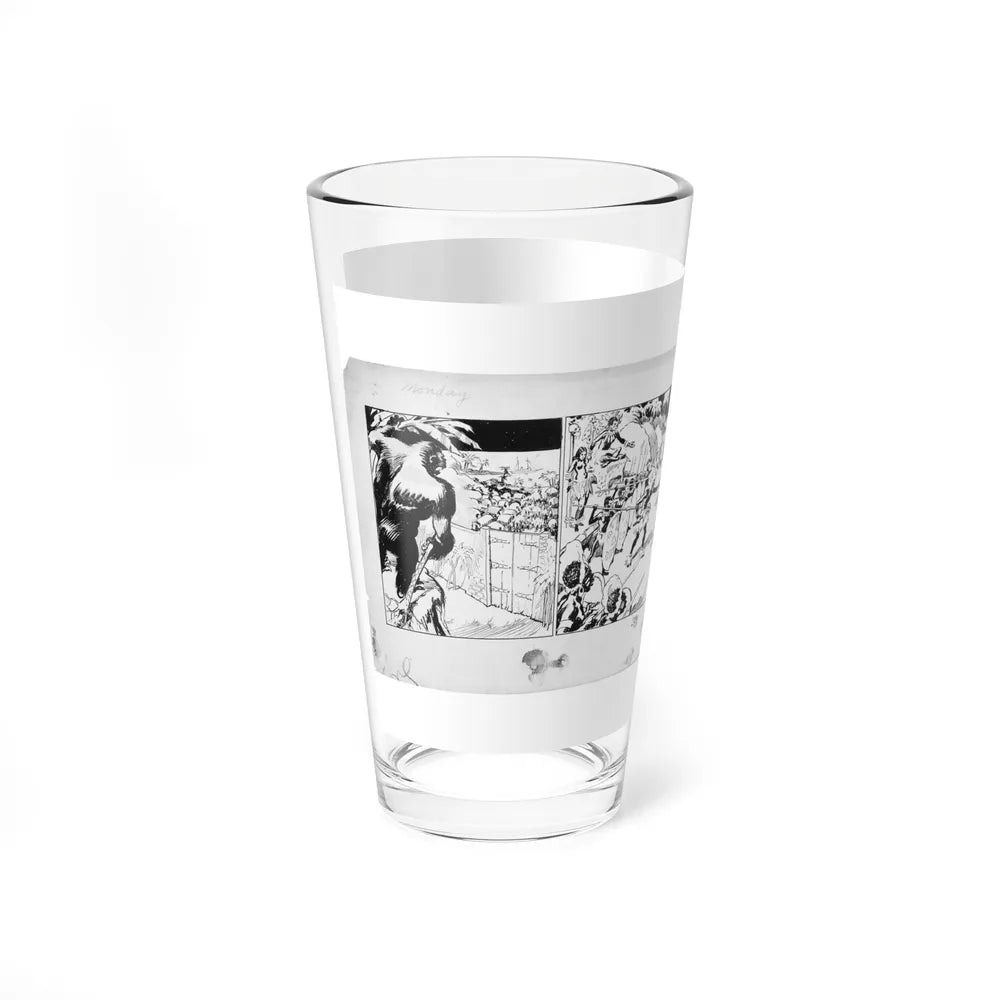 King Kong, circa 1933, original promotional daily newspaper strip-styled illustration - Pint Glass 16oz-Go Mug Yourself