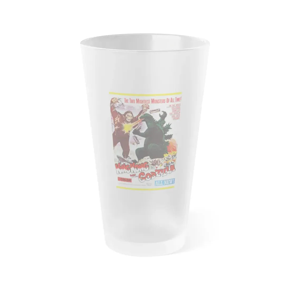 KING KONG VS GODZILLA 1962 Movie Poster - Frosted Pint Glass 16oz 16oz Frosted - Go Mug Yourself