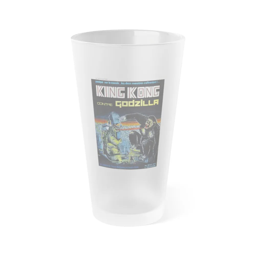 KING KONG VS GODZILLA (FRENCH) 1962 Movie Poster - Frosted Pint Glass 16oz-16oz-Frosted-Go Mug Yourself