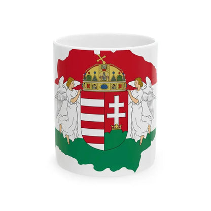 Kingdom of Hungary flag map (Hungary) White Coffee Mug 11oz - Go Mug Yourself