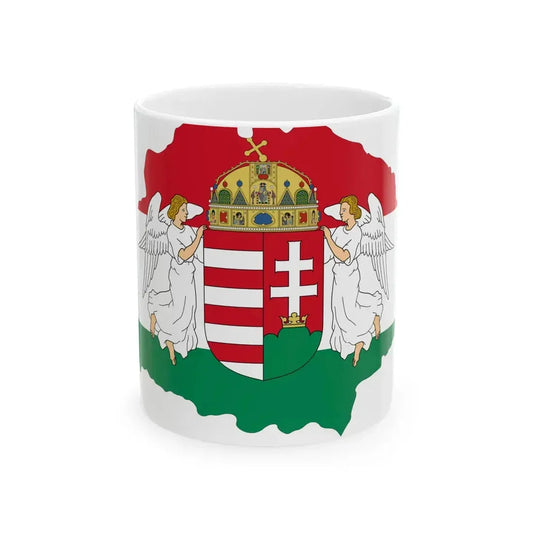 Kingdom of Hungary flag map (Hungary) White Coffee Mug 11oz - Go Mug Yourself