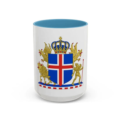 Kingdom of Iceland Coat of Arms - Accent Coffee Mug 15oz Light Blue - Go Mug Yourself