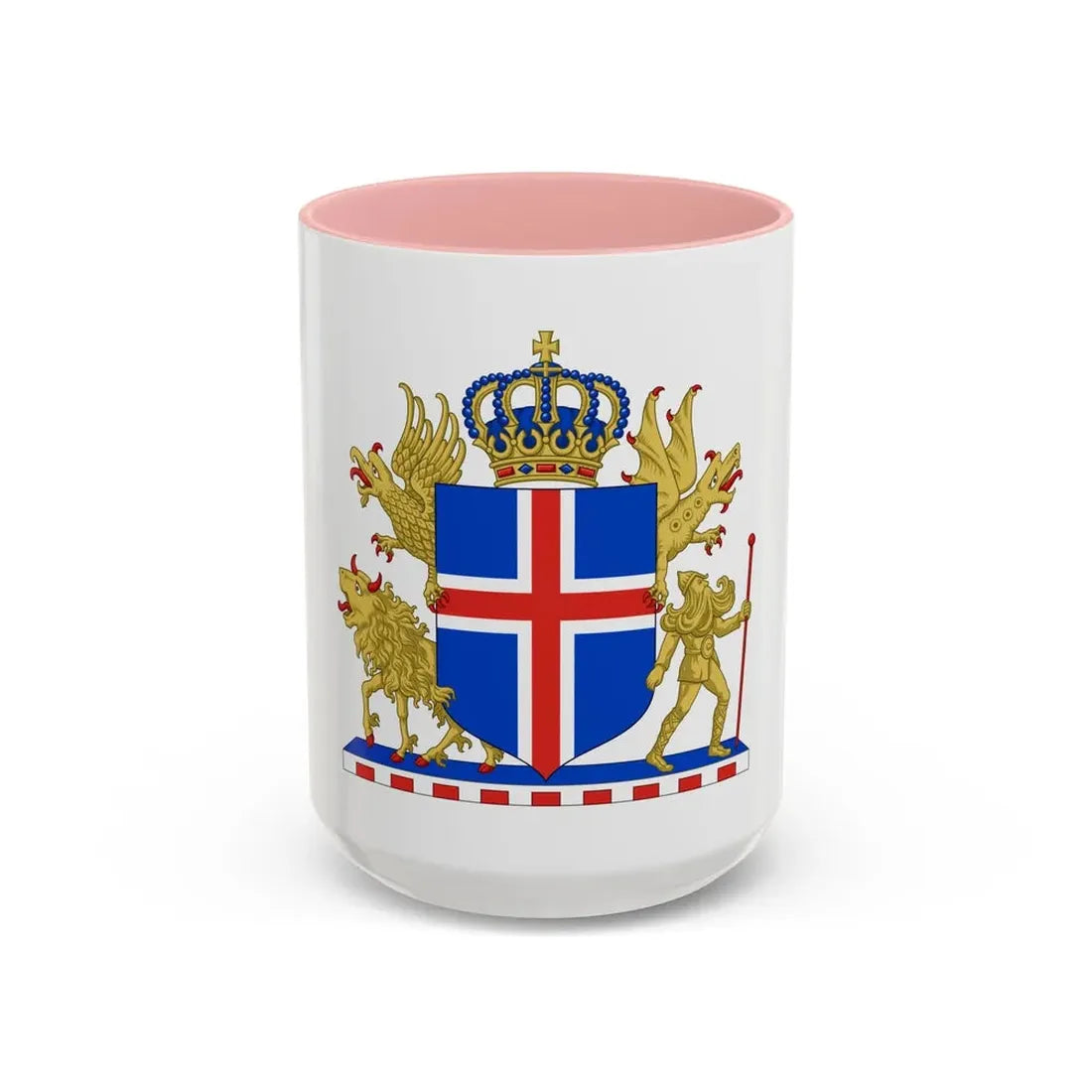 Kingdom of Iceland Coat of Arms - Accent Coffee Mug 15oz Pink - Go Mug Yourself