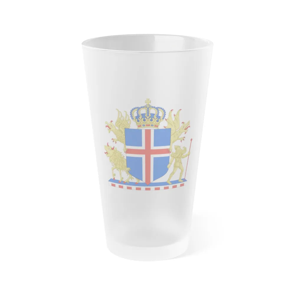 Kingdom of Iceland Coat of Arms - Frosted Pint Glass 16oz-Go Mug Yourself