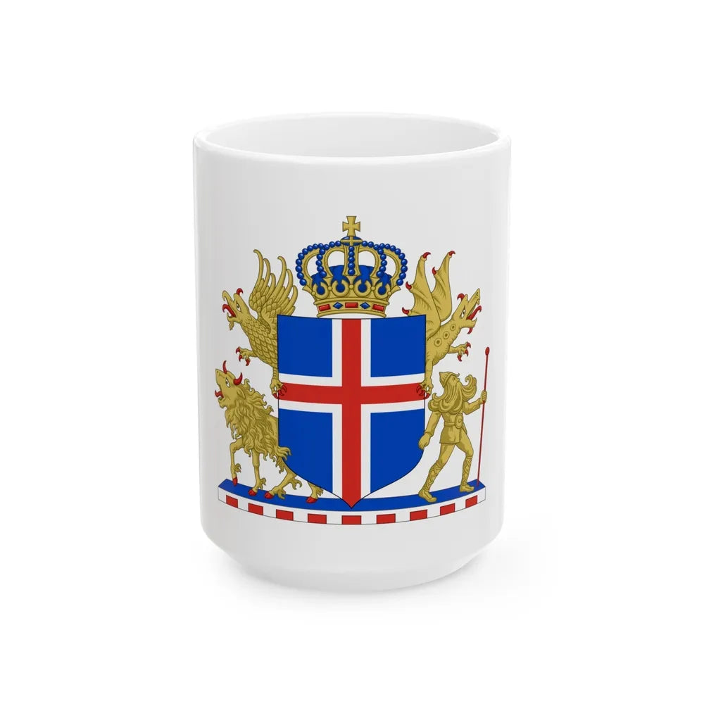 Kingdom of Iceland Coat of Arms - White Coffee Mug-15oz-Go Mug Yourself