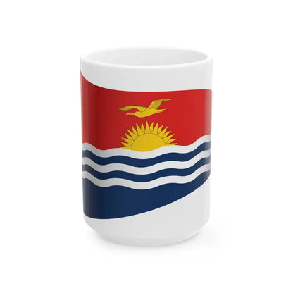 Kiribati Flag - iconic waving (Kiribati) White Coffee Mug 15oz - Go Mug Yourself