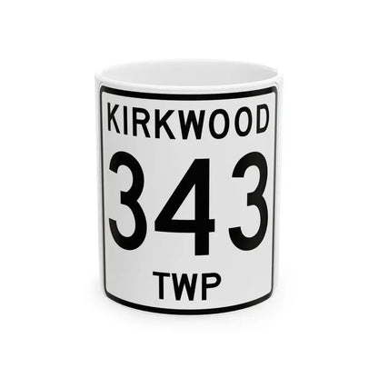Kirkwood Township Route 343 Belmont County Ohio (Ohio) (Road Sign) White Coffee Mug 11oz - Go Mug Yourself