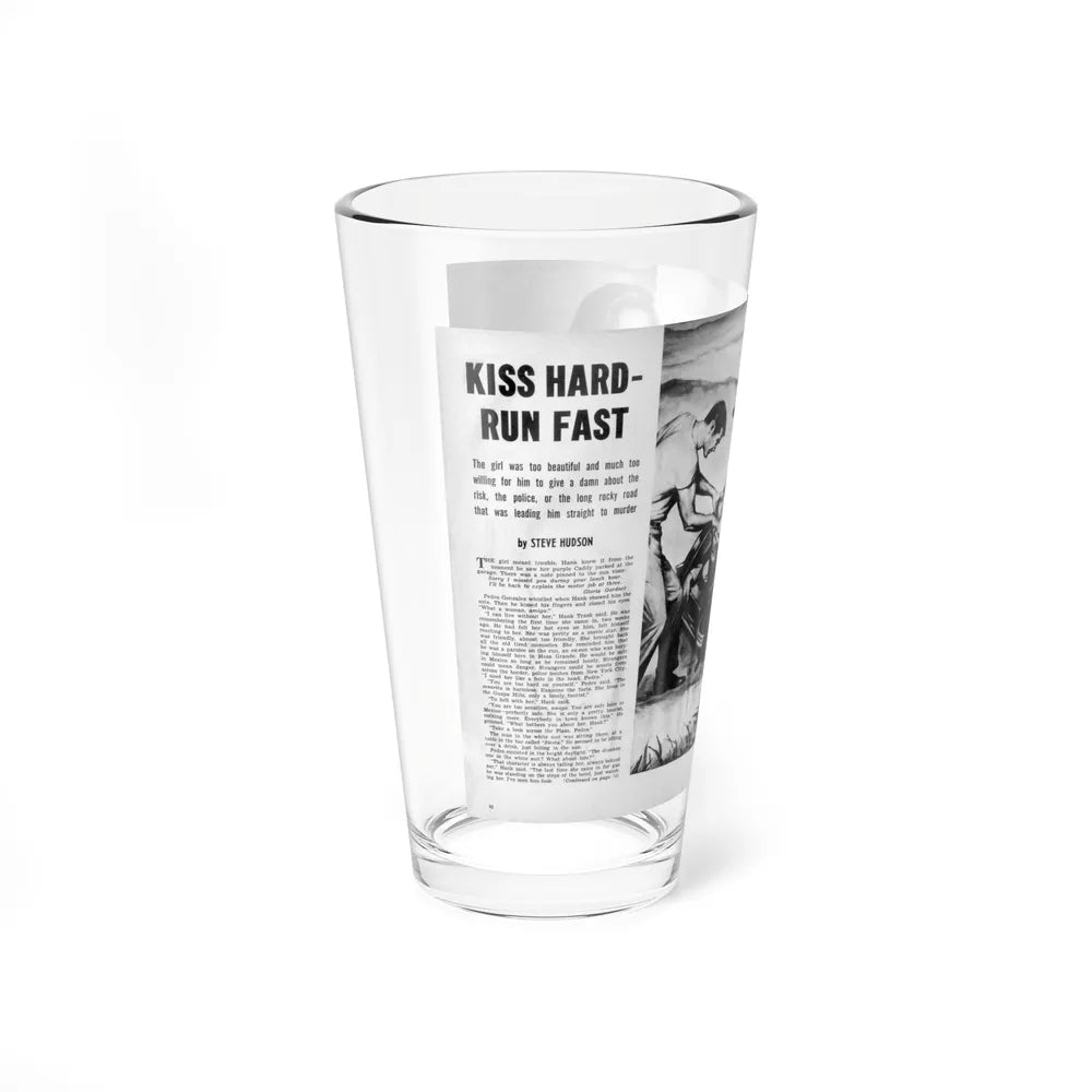 Kiss Hard Run Fast, True Men Stories, February 1958 - Pint Glass 16oz-Go Mug Yourself