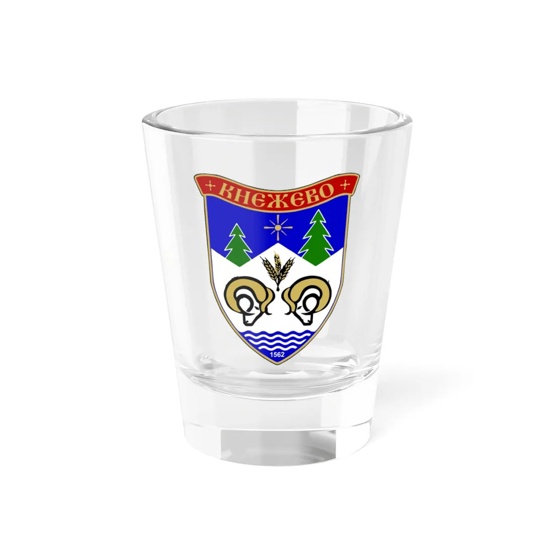 Kneževo grb (Bosnia and Herzegovina) (Coat of Arms) Shot Glass 1.5oz 1.5oz - Go Mug Yourself