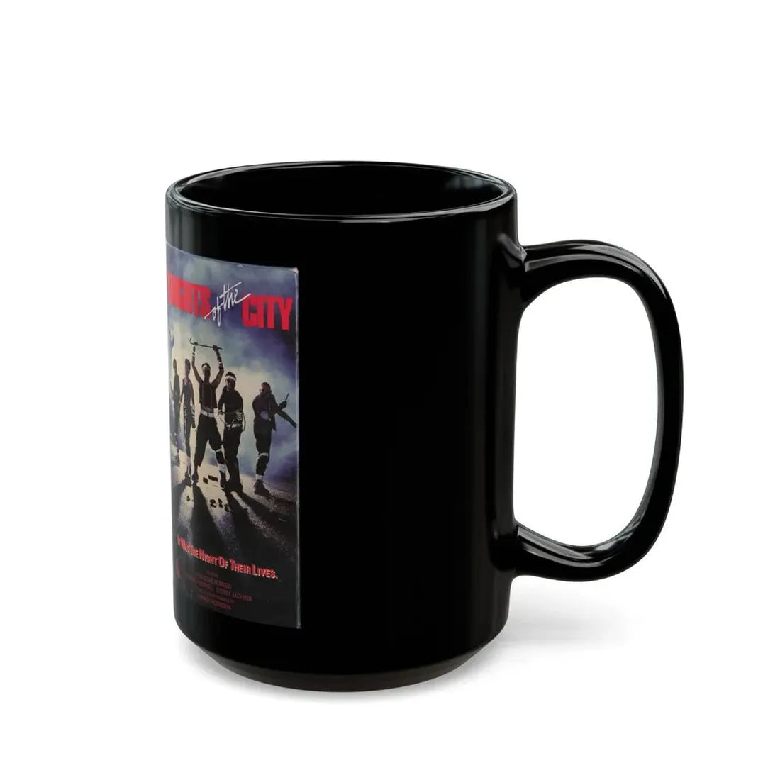 KNIGHTS OF THE CITY (VHS COVER) - Black Coffee Mug - Go Mug Yourself