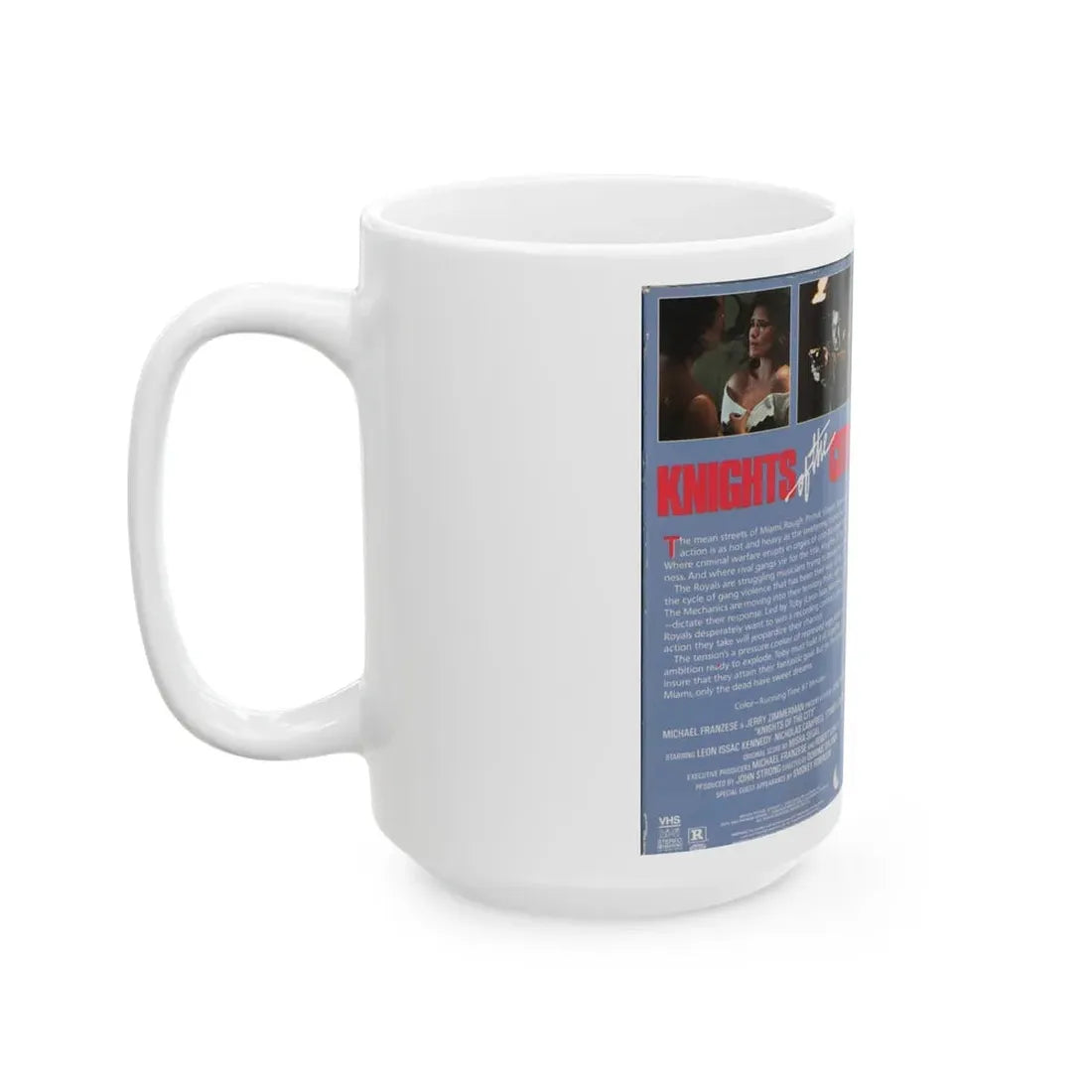 KNIGHTS OF THE CITY (VHS COVER) - White Coffee Mug - Go Mug Yourself