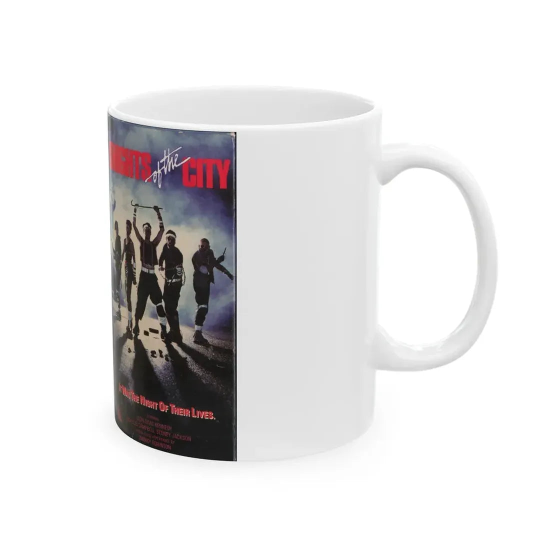 KNIGHTS OF THE CITY (VHS COVER) - White Coffee Mug - Go Mug Yourself