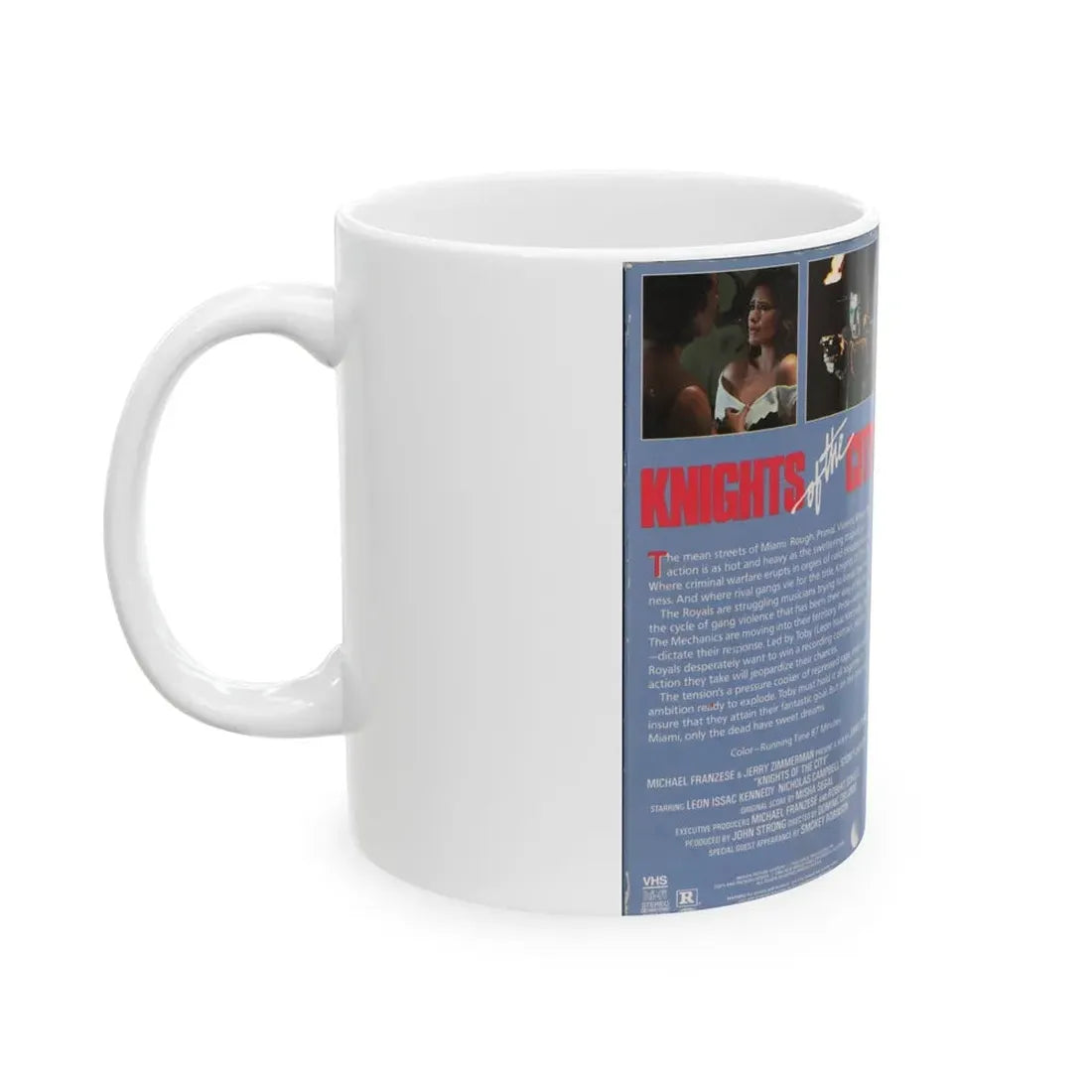 KNIGHTS OF THE CITY (VHS COVER) - White Coffee Mug - Go Mug Yourself