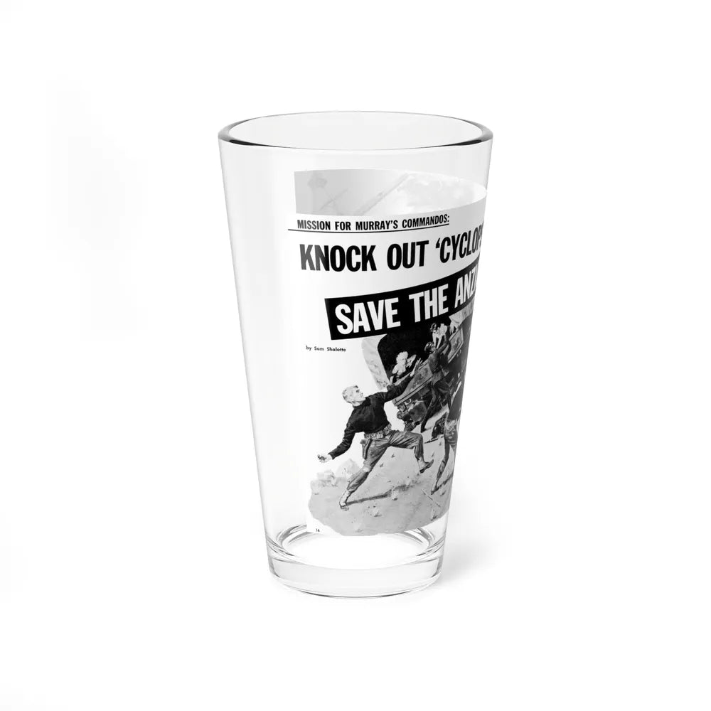 Knock Out 'Cyclops' Save The Anzio Landing, Bluebook for Men, August 1963 - Pint Glass 16oz-Go Mug Yourself