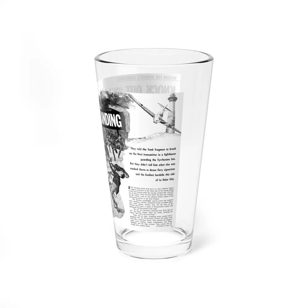 Knock Out 'Cyclops' Save The Anzio Landing, Bluebook for Men, August 1963 - Pint Glass 16oz-Go Mug Yourself