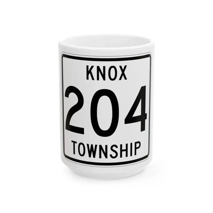 Knox Township Route 204 Holmes County Ohio (Ohio) (Road Sign) White Coffee Mug 15oz - Go Mug Yourself