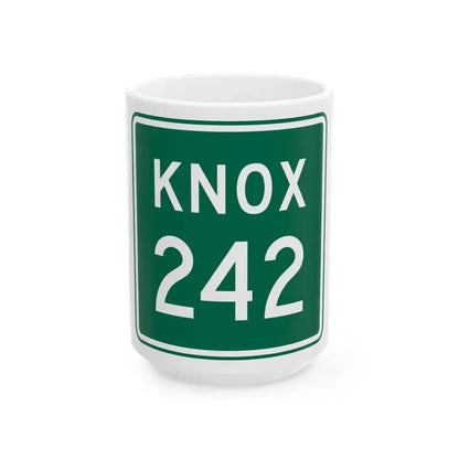 Knox Township Route 242 Jefferson County Ohio (Ohio) (Road Sign) White Coffee Mug 15oz - Go Mug Yourself