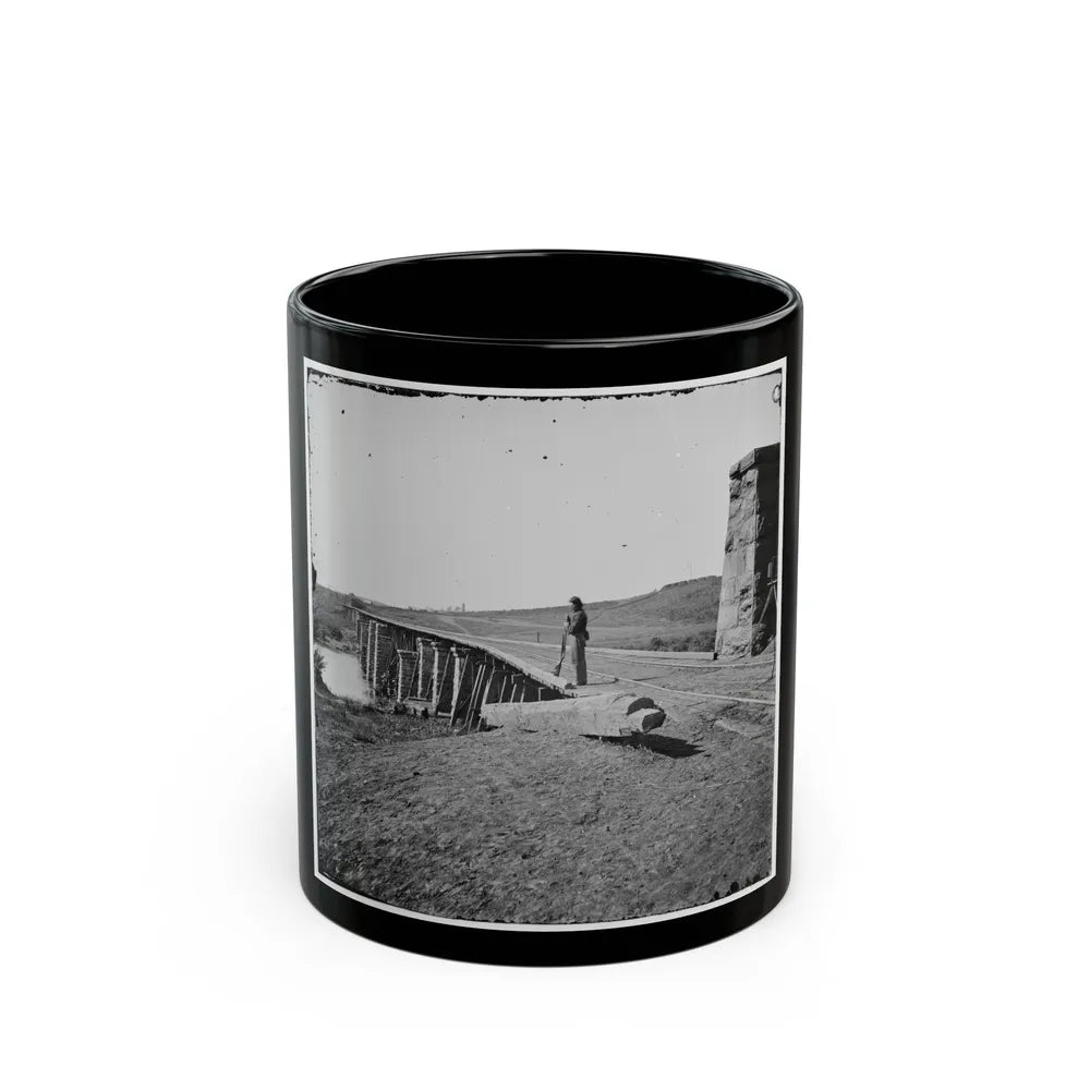 Knoxville, Tenn., Vicinity. Bridge At Strawberry Plains, 20 Miles Northeast Of Knoxville; Camera On Tripod At Right (U.S. Civil War) Black Coffee Mug-11oz-Go Mug Yourself