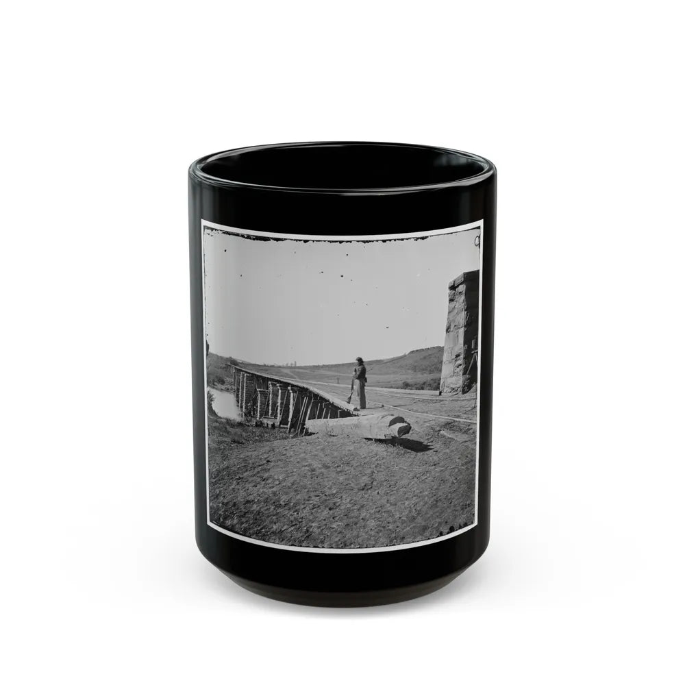 Knoxville, Tenn., Vicinity. Bridge At Strawberry Plains, 20 Miles Northeast Of Knoxville; Camera On Tripod At Right (U.S. Civil War) Black Coffee Mug-15oz-Go Mug Yourself