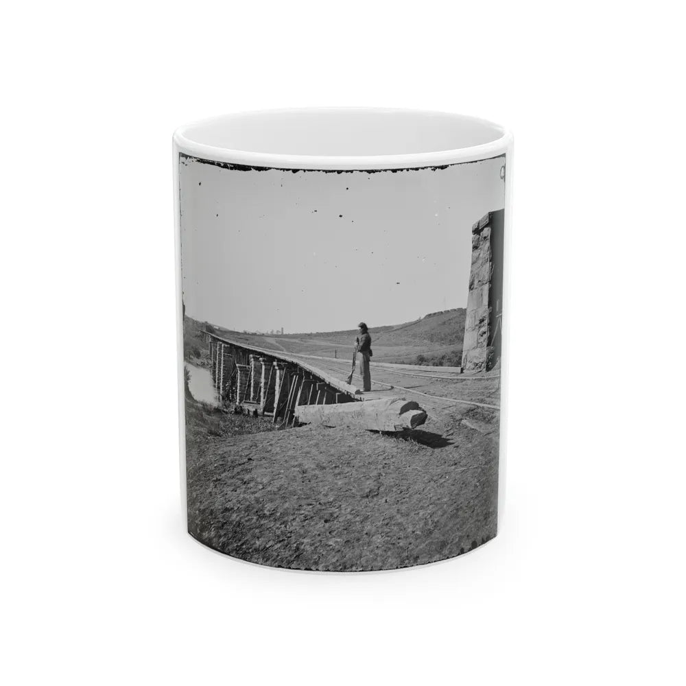 Knoxville, Tenn., Vicinity. Bridge At Strawberry Plains, 20 Miles Northeast Of Knoxville; Camera On Tripod At Right (U.S. Civil War) White Coffee Mug-11oz-Go Mug Yourself