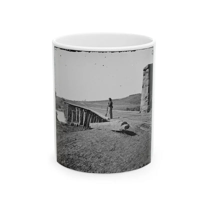 Knoxville, Tenn., Vicinity. Bridge At Strawberry Plains, 20 Miles Northeast Of Knoxville; Camera On Tripod At Right (U.S. Civil War) White Coffee Mug-11oz-Go Mug Yourself