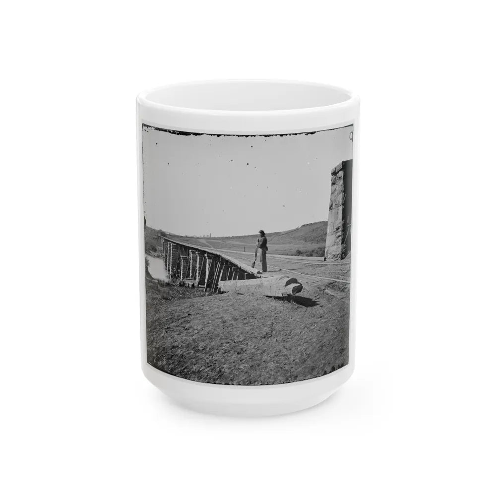 Knoxville, Tenn., Vicinity. Bridge At Strawberry Plains, 20 Miles Northeast Of Knoxville; Camera On Tripod At Right (U.S. Civil War) White Coffee Mug-15oz-Go Mug Yourself