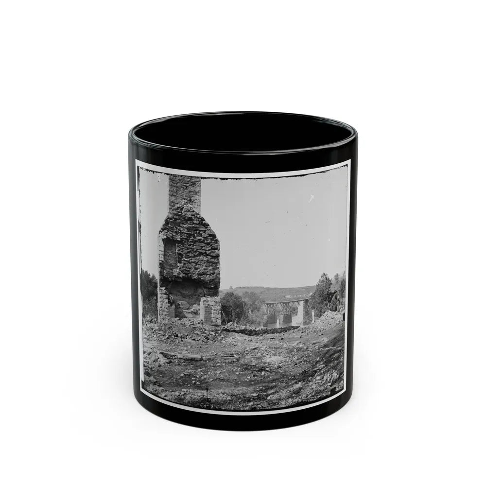 Knoxville, Tenn., Vicinity. Military Bridge At Strawberry Plains And A Fort In The Distance, Seen From North Bank Of The Holston (U.S. Civil War) Black Coffee Mug-11oz-Go Mug Yourself