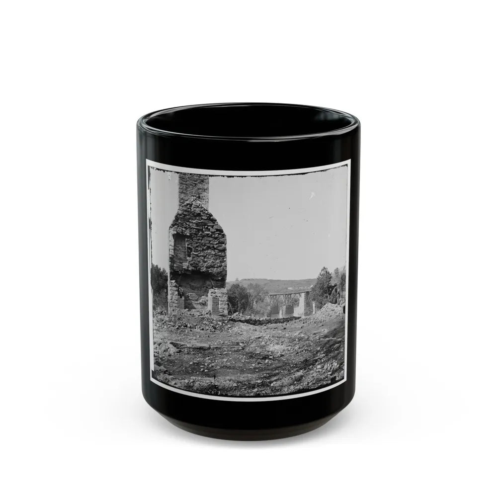 Knoxville, Tenn., Vicinity. Military Bridge At Strawberry Plains And A Fort In The Distance, Seen From North Bank Of The Holston (U.S. Civil War) Black Coffee Mug-15oz-Go Mug Yourself