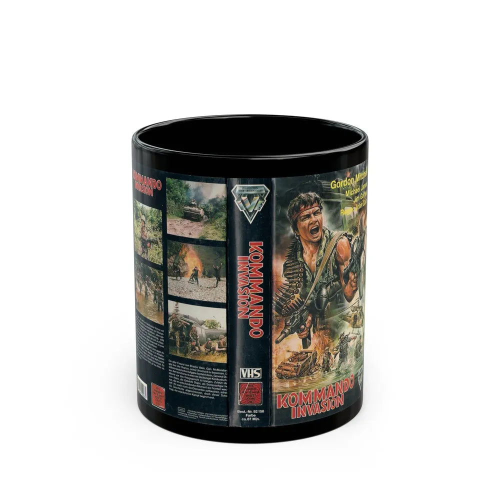 KOMMANDO INVASION (VHS COVER) - Black Coffee Mug-11oz-Go Mug Yourself