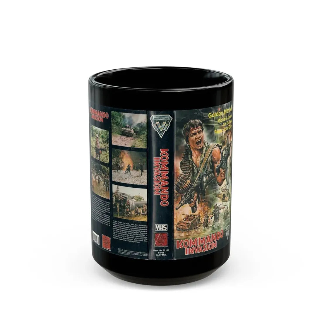 KOMMANDO INVASION (VHS COVER) - Black Coffee Mug 15oz - Go Mug Yourself