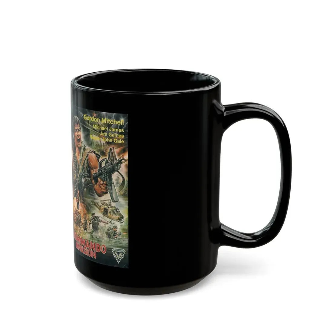 KOMMANDO INVASION (VHS COVER) - Black Coffee Mug - Go Mug Yourself