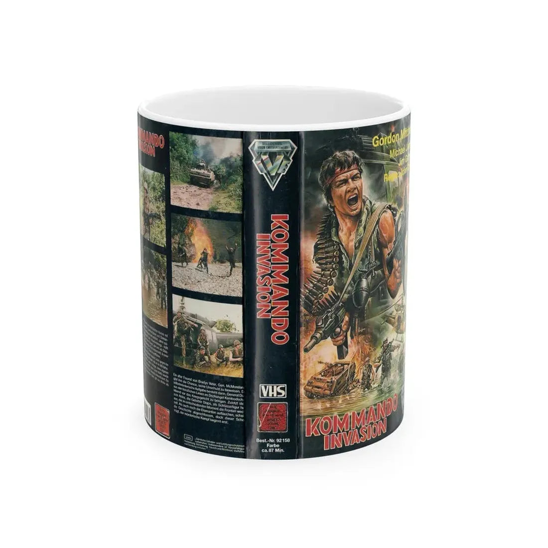 KOMMANDO INVASION (VHS COVER) - White Coffee Mug 11oz - Go Mug Yourself