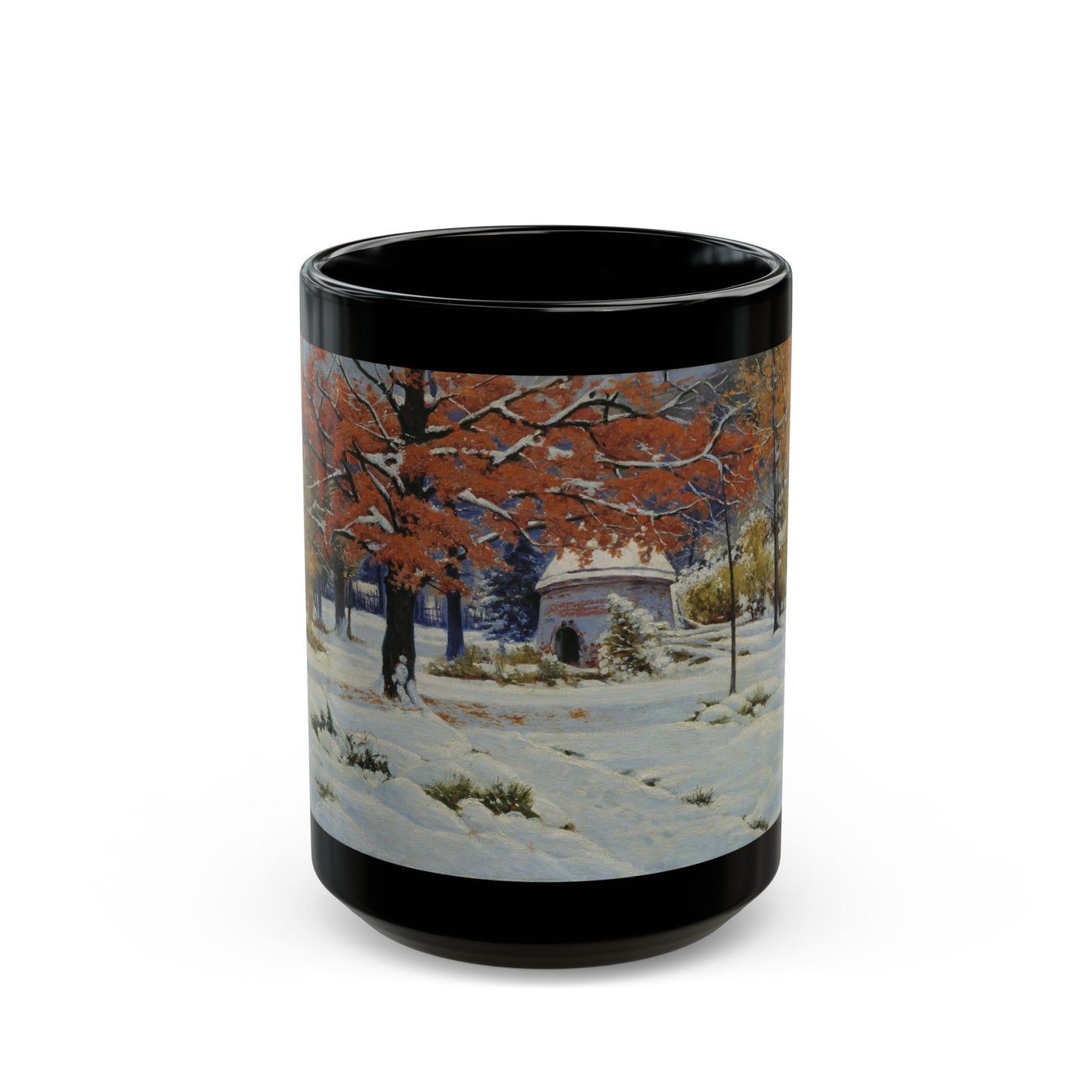 Konstantin Yakovlevich Kryzhitsky (1858-1911) Early Snow - Black Coffee Mug-15oz-Go Mug Yourself