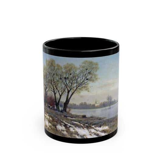 Konstantin Yakovlevich Kryzhitsky (1858-1911) Early Spring - Black Coffee Mug-11oz-Go Mug Yourself