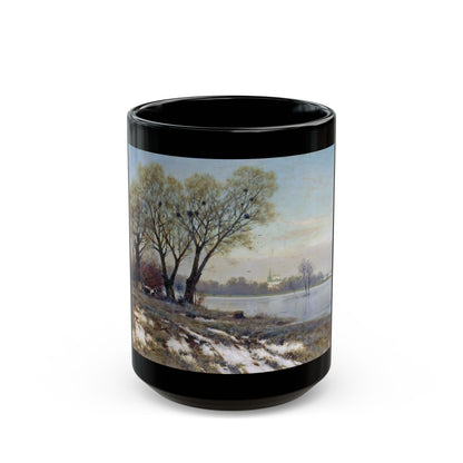 Konstantin Yakovlevich Kryzhitsky (1858-1911) Early Spring - Black Coffee Mug-15oz-Go Mug Yourself