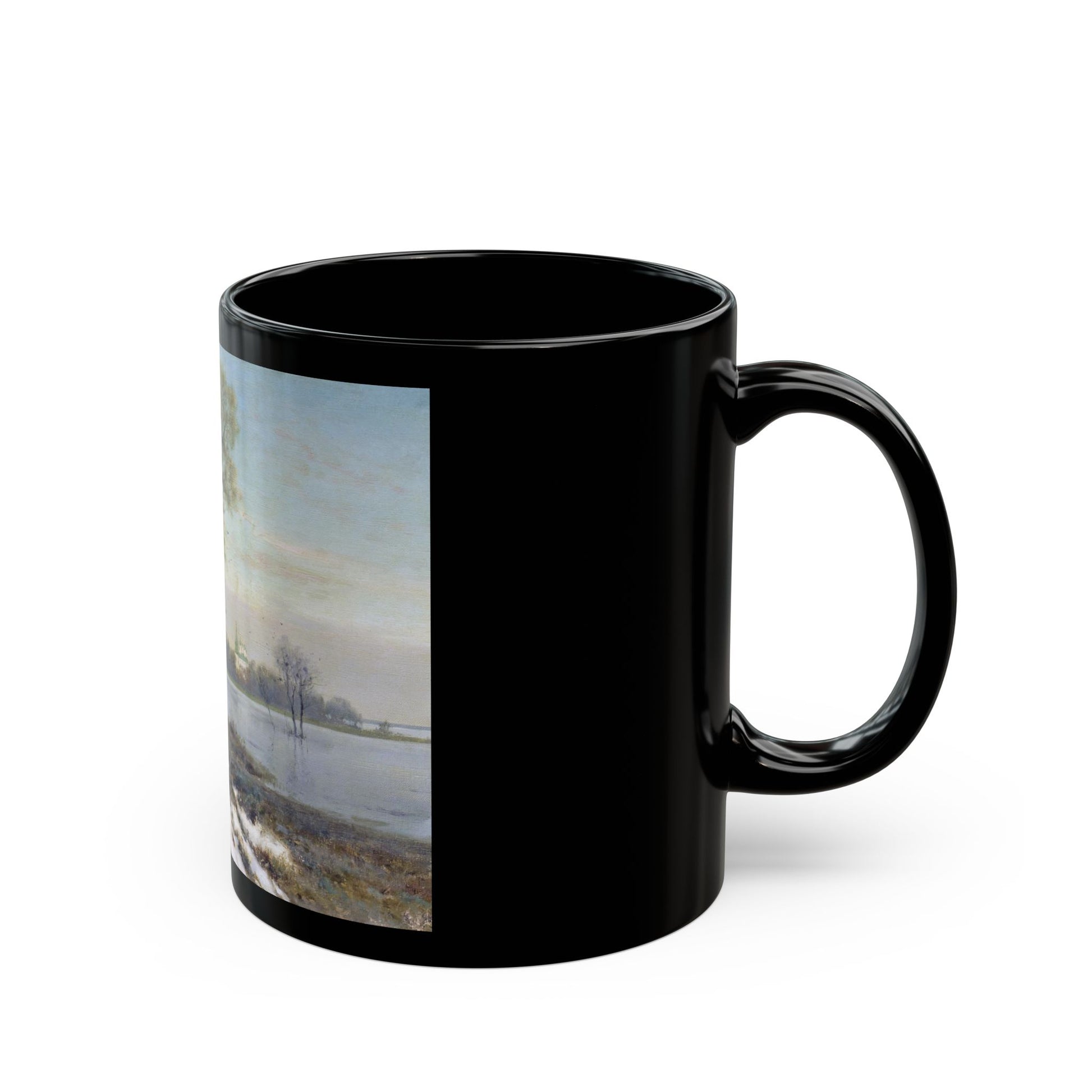 Konstantin Yakovlevich Kryzhitsky (1858-1911) Early Spring - Black Coffee Mug-Go Mug Yourself