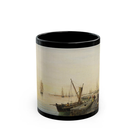 Konstantinos Volanakis (1837-1907) A busy harbour - Black Coffee Mug-11oz-Go Mug Yourself
