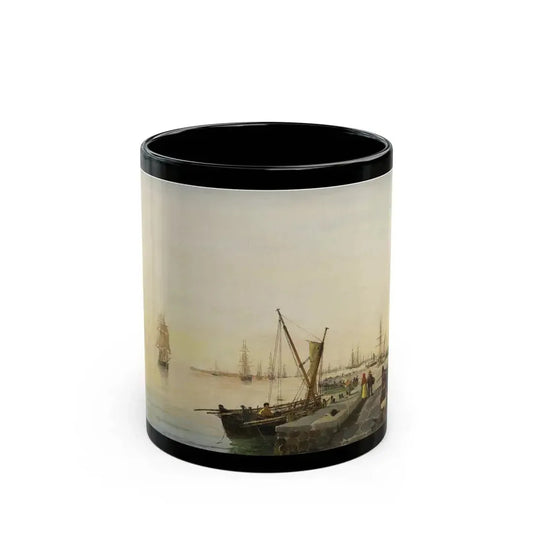 Konstantinos Volanakis (1837-1907) A busy harbour - Black Coffee Mug 11oz - Go Mug Yourself
