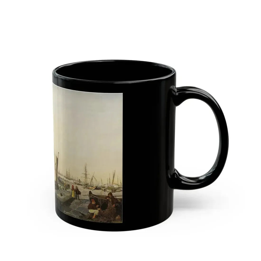 Konstantinos Volanakis (1837-1907) A busy harbour - Black Coffee Mug - Go Mug Yourself