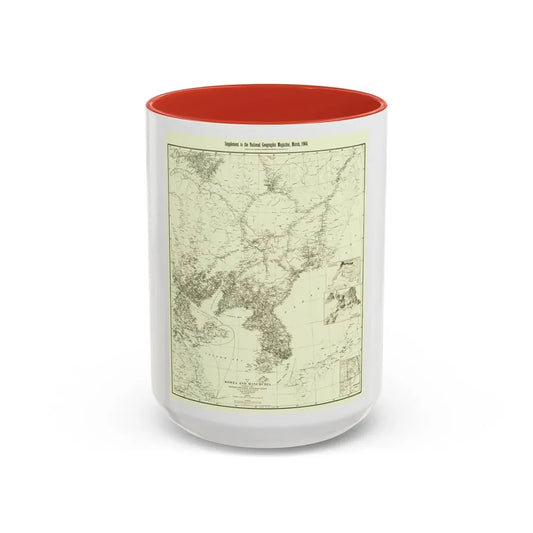 Korea and Manchuria (1904) (Map) Accent Coffee Mug 15oz Red - Go Mug Yourself
